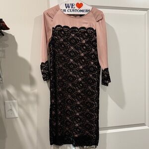 Just...Taylor Pink and Black Long Sleeve Dress